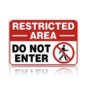 Restricted Area Do Not Enter Metal Sign 8×12 inch – Warning Wall Decor, Industrial Safety Sign for Garage, Office, Door, Workshop