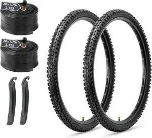 MOHEGIA Mountain Bike Tires Set: 2-Pack 20/24/26x1.95 Inch Folding Replacement Bicycle Tires and Pair Inner Tubes with Tire Levers for MTB Off-Road Bike