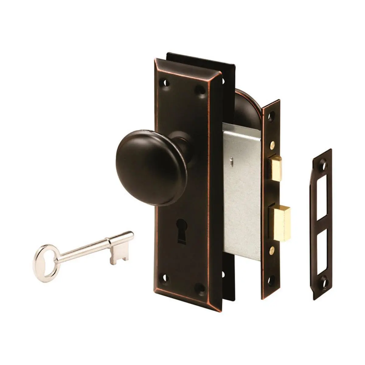212 MAIN Oil Rubbed Bronze Steel Mortise Lockset - Grade 1 Door Lock, 1.75 in. Size, Indoor/Outdoor Use, Left/Right Hand Compatible, with Trim Rings