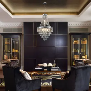Silver Empire teardrop crystal chandelier — a luxurious hanging pendant light for the dining room