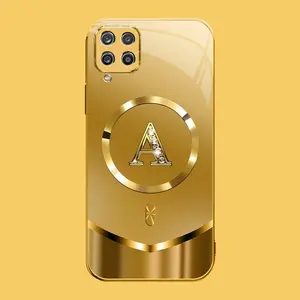 Suitable for [Galaxy A12] high-end MagSafe phone case🥰，Luxury Gold 26 Initial phone Case Bling Monogram 952