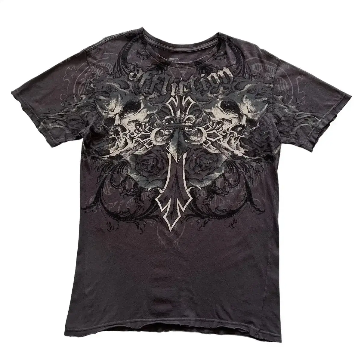 Affliction Realtree Cross Grunge Cyber Y2K Style T-Shirt Print