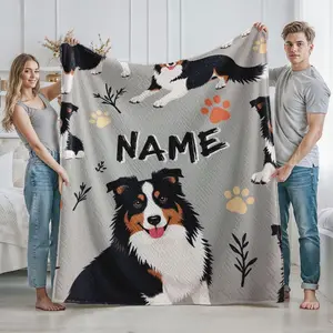 Personalized Australian Shepherd Dog Blanket with Paw Prints and Branches Pattern  Cozy Throw for Home and Living Room Use  Perfect Gift for Dog Lovers and Pet Owners on Christmas  Thanksgiving  and Birthday Celebr