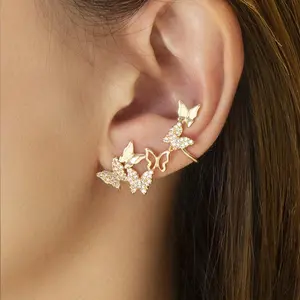 1pc Rhinestone Butterfly Ear Cuff Single Ear Bone Earring Accessory Stylish And Fashionable Earring For Daily Wear Elegant
