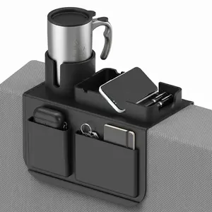 Silicone Non-Slip Sofa Arm Cup Holder, 20.9x12.6 Inch Multi-Compartment Storage Tray, Easy Clean, No Assembly, Fits Most Sofas