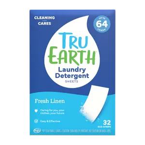 Tru Earth Fresh Linen Laundry Detergent Sheets - Paraben-Free, Phosphate-Free, Vegan, No Plastic Jugs