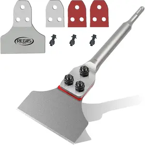 SDS Plus Scraper 5 in.x 12 in.Wide Tile Flooring Adhesives Remover, Thinset Removal Tool Chisel Bit with Spare Blades for