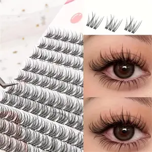 1 Box 120 Clusters False Eyelashes Set, Fish Tail Cartoon Style Natural Look, Thick Fluffy C Curl Synthetic Fiber Lashes for Women, Cosmetic False Lashes Eyelash Extensions, Crimps Curls Lashes, Cosmetic Curly Lashes