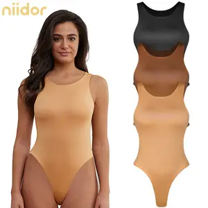 Niidor Womens Scoop Neck Sleeveless Tank Top Bodysuits Fashion Backless Ribbed Body Suits Jumpsuit