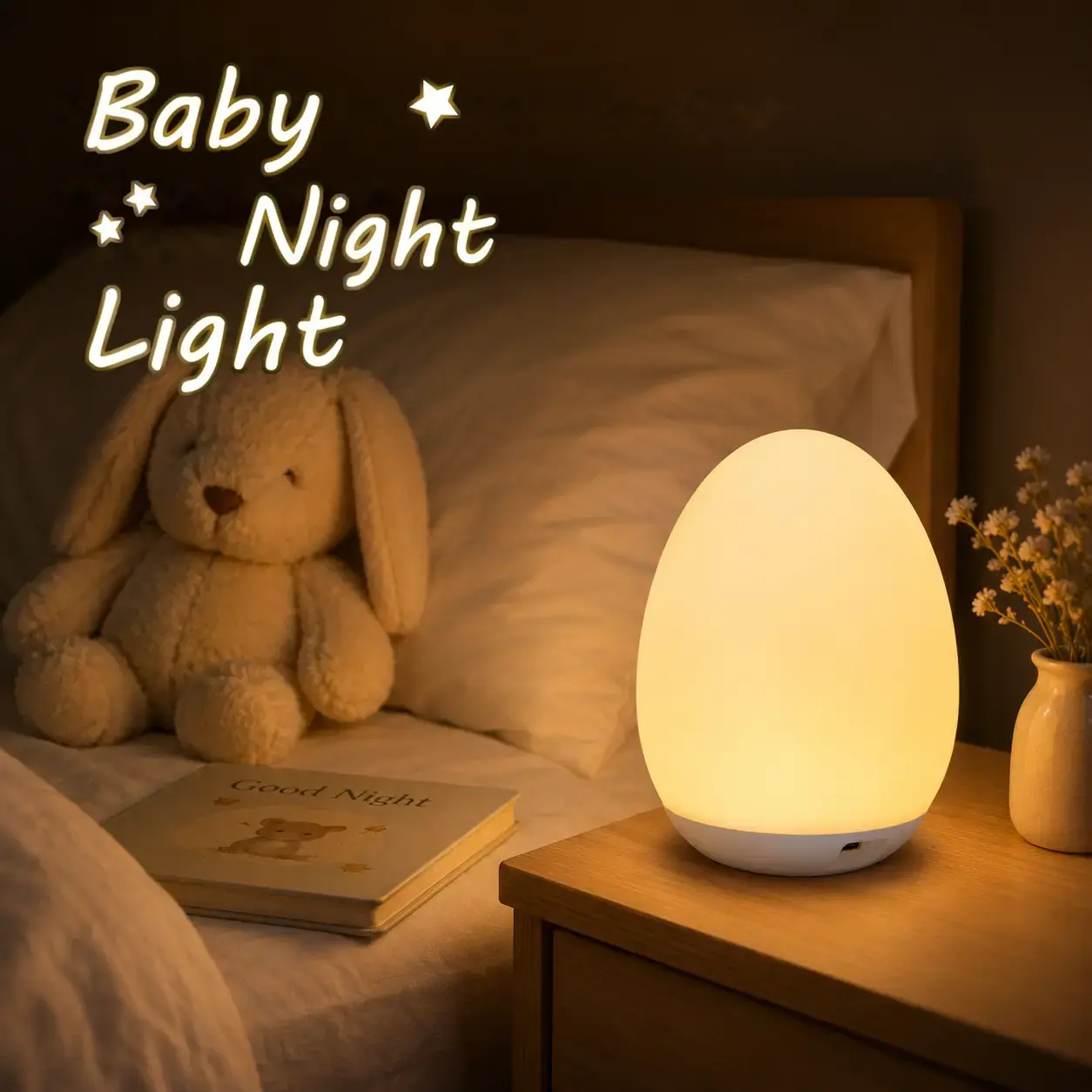 Kids RGB Egg Night Light, Cute Capybara Plastic Night Light, - Rechargeable Touch Control Lamp, 7 RGB Colors | Portable for Baby | Decor Gift | Summervibes, Cozy Gift for Children