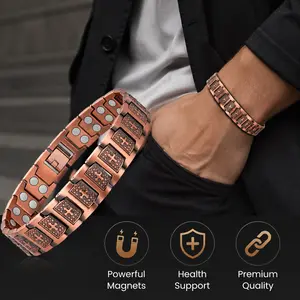 Black Copper Bracelet | 99.99% Pure Copper for Men | Powerful Magnetic Wristband | Adjustable Fit | Ideal for Birthdays & Holidays