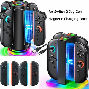 ESYWEN Fast Charging Dock for Nintendo Switch 2 Joy Con Magnetic Charger 2-Hour Powerhouse USB-C Input Silent Night Mode Compact Design Smart Indicator Overcharge Protection Plug-and-Play