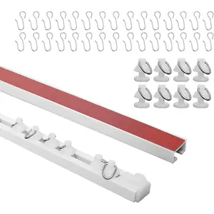 9.8FT No Drill Self Adhesive Ceiling Mount Curtain Track Perfect for RV, Trailer and Home Use