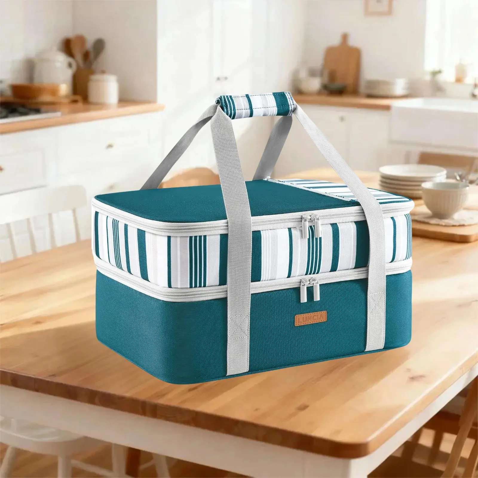 Lifewit Insulated Casserole Carrier Hot Cold Food Carrier with Lid & Carrying Case for Potluck Picnic Cookouts Black,summerwins