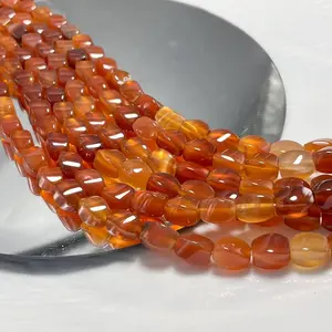 8×12 mm / 32 pcs natural stone dark red agate twisted beads loose beads DIY beaded bracelet spacer pieces semi-finished materials beads.