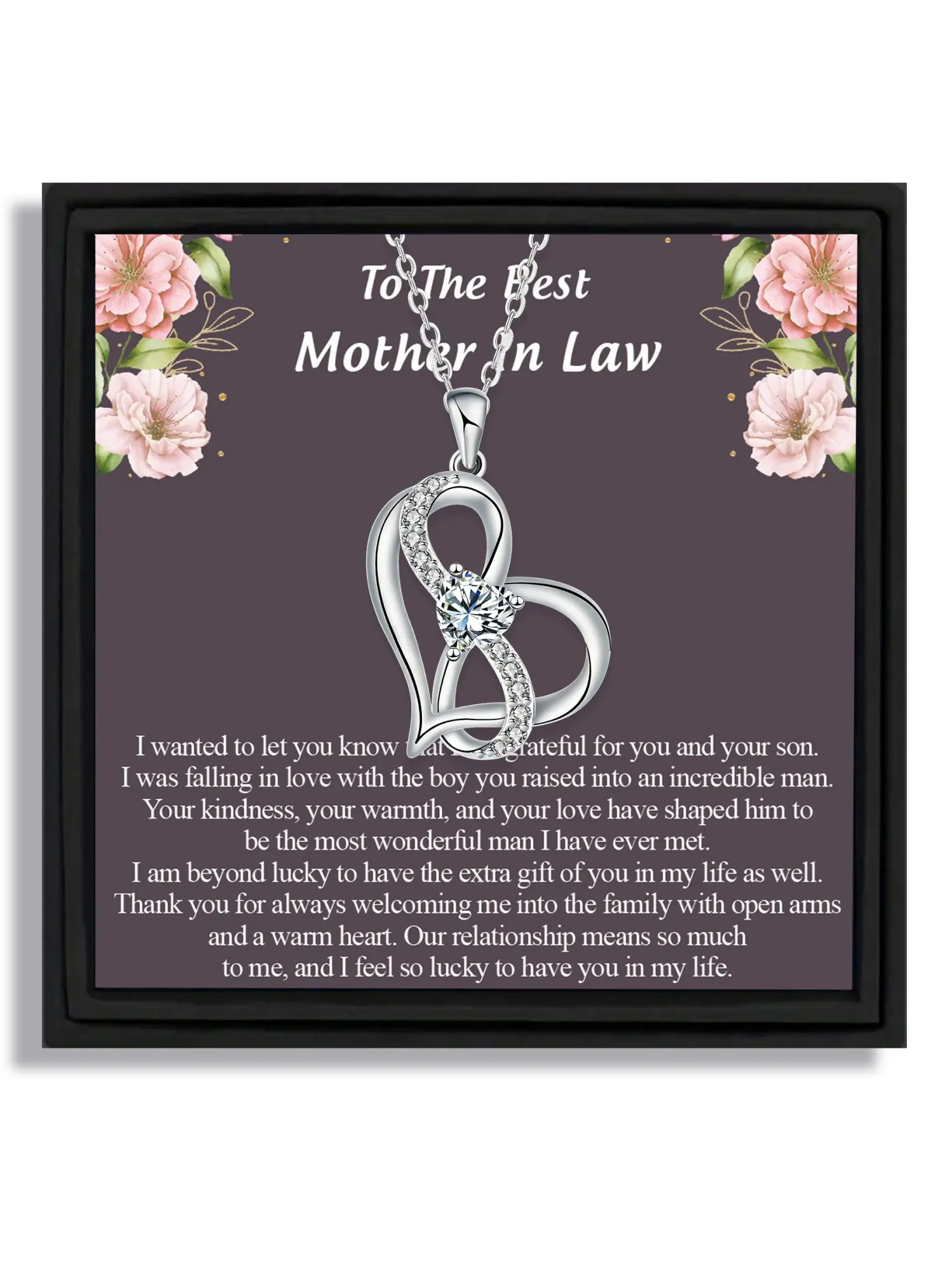 1 piece infinity heart pendant necklace gift box for Mother's Day to mother-in-law with blessing card and box Jewelry Accessories