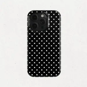 Black Polka Dot Anti - Drop Phone Case - Aesthetic Black and White,Suitable for Iphone17Pro Max ,17. 16Pro/15/14/13/12/11