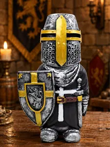 The Armored Kingdom Medieval Warmonger Knight Collectible Action Figure - 5 in Tall Hand-Painted Resin Fantasy Warrior Statue with Battle Scars, Gold Accents, High-Quality Home Decor for Collectors, Action Figures