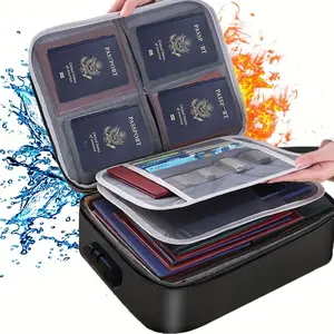 Fireproof File Organizer with Combination Lock 3-Layer Portable Document Storage Box for Laptop Certificates Travel Home Use Lightweight Office Supplies Personal Organizer Portable File Box Storage Accordion Folder