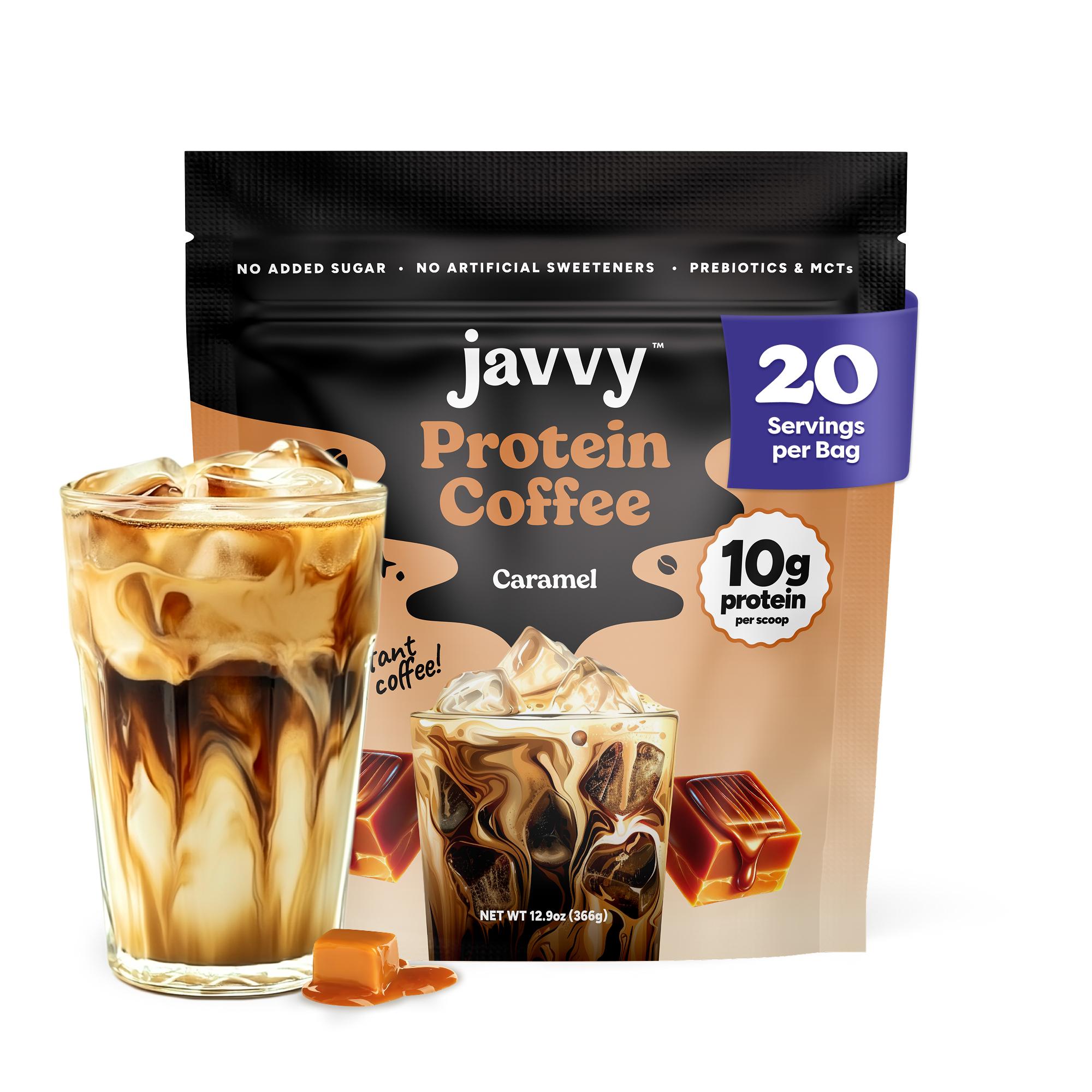 Caramel Protein Iced Coffee - Premium Whey Protein & Instant Iced Coffees - 100% Natural Cold Brew - Zero Artificial Fla