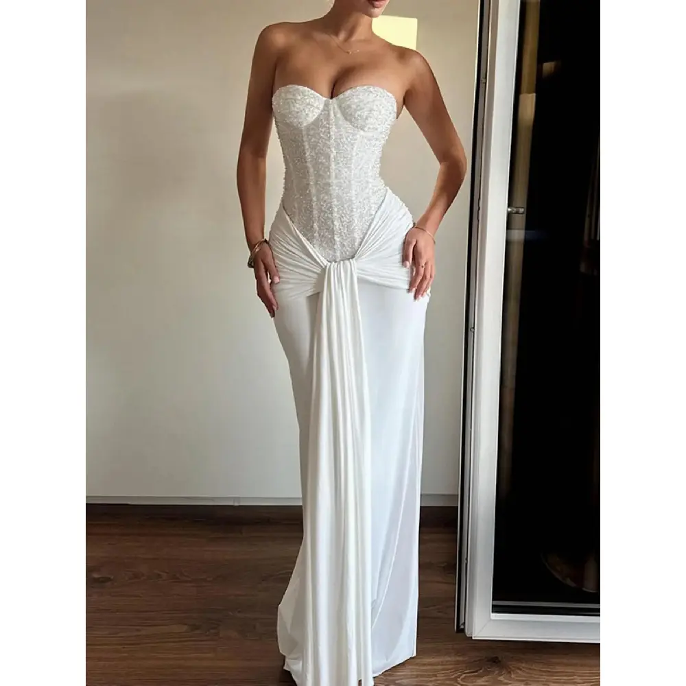 Women's Halter Neckline Bodycon Midi Dress - Long Sleeve, Cutout Shoulder, Elegant Formal Wedding Outfits for Semi Formal Wedding Guest & Parties, Halter Neckline Dress, Formal Dresses