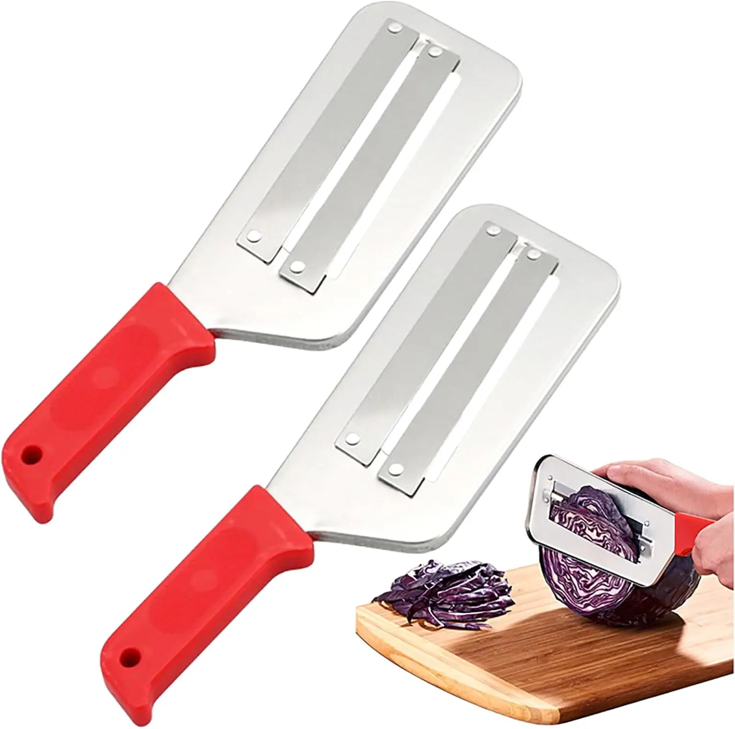 Stainless Steel Multifunctional Kitchen Cutter, Kitchen Utensils & Accessories with Double-Layer Sharp Durable Blades, Julienne Grater, Chopping Cabbage Slicer Shredder, Easy Cleaning & Easy-to-Clean Design