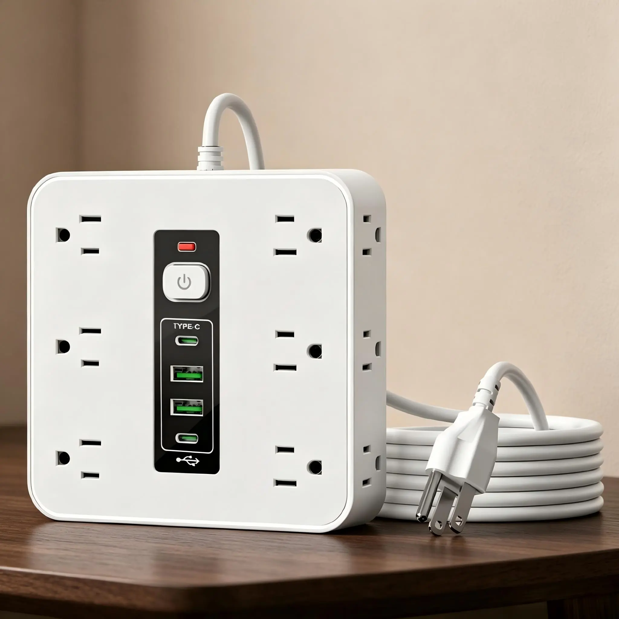 16-in-1 Surge Protector Power Strip, Multi-Function Charging Station with 12 AC Outlets, 2 USB & 2 Type-C Ports, Independent Power Switches, for Home & Office Use