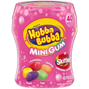 4x Hubba Bubba Skittles Mini Gum Chewing Gum - Fruity Flavor Candy Snack Munchies 40ct