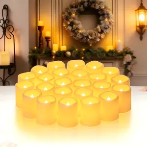 24 Pack Flickering Flameless Votive Candles 200+ Hour Electric Fake Candles Battery Operated LED Tealight for Wedding Outdoor Table Christmas Decor Serene Ambiance