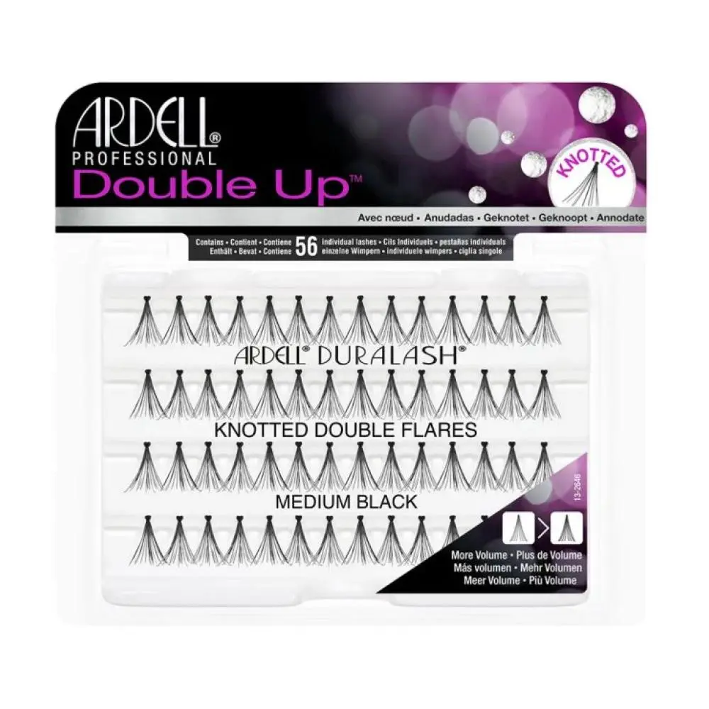 Ardell Double Individuals Knotted Long Cosmetic Makeup Products - Waterproof Black C Curl Eyelash Extensions for Adults (Natural Full Look), Double Individuals Knotted Lashes, Permanent, Eyelashes Extensions, Water Proof, Human Hair, Long Lasting