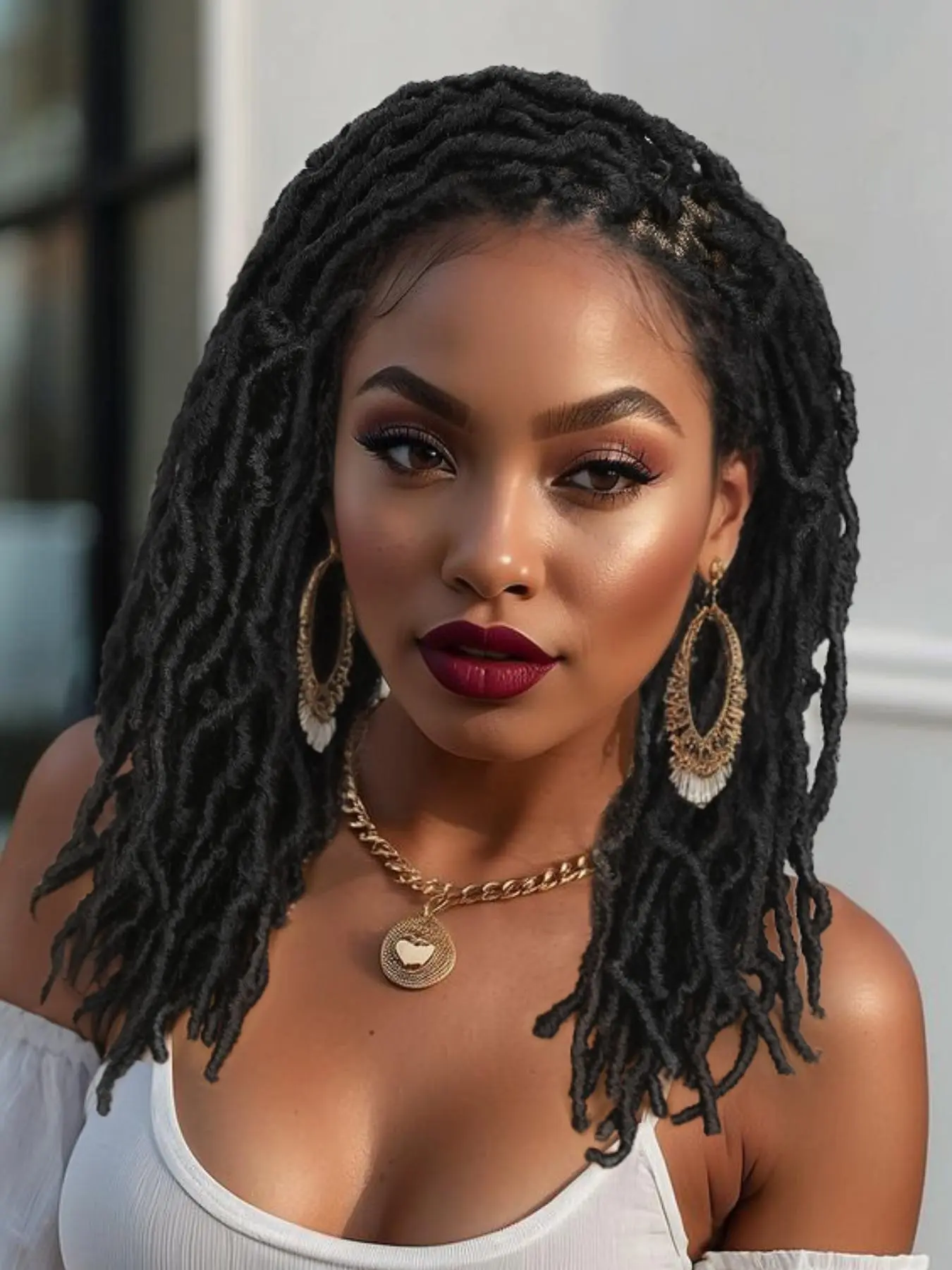 Full Lace Faux Locs Wig for Women, Knotless Nu Locs Braids with Baby Hair, Soft Synthetic Braided Wig, Square Part Lace Front, Braided Hair Wigs