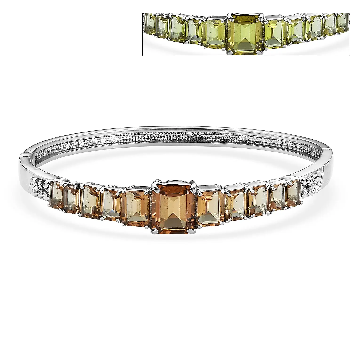 EverTrue Autumn Alexite 13.60 ctw Bangle Bracelet in Stainless Steel (7.25 In)