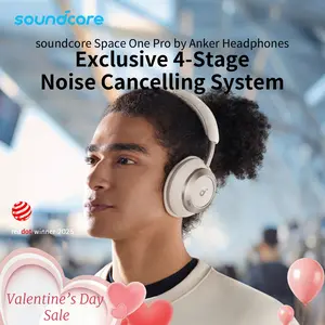 soundcore Space One Pro, FlexiCurve Over-Ear Headphone, Adaptive Active Noise Cancelling Headphones Driven by 6 Mics, 60H Lossless Audio, Ultra-Fast Charging, Hi-Res Wireless, Comfortable Fit