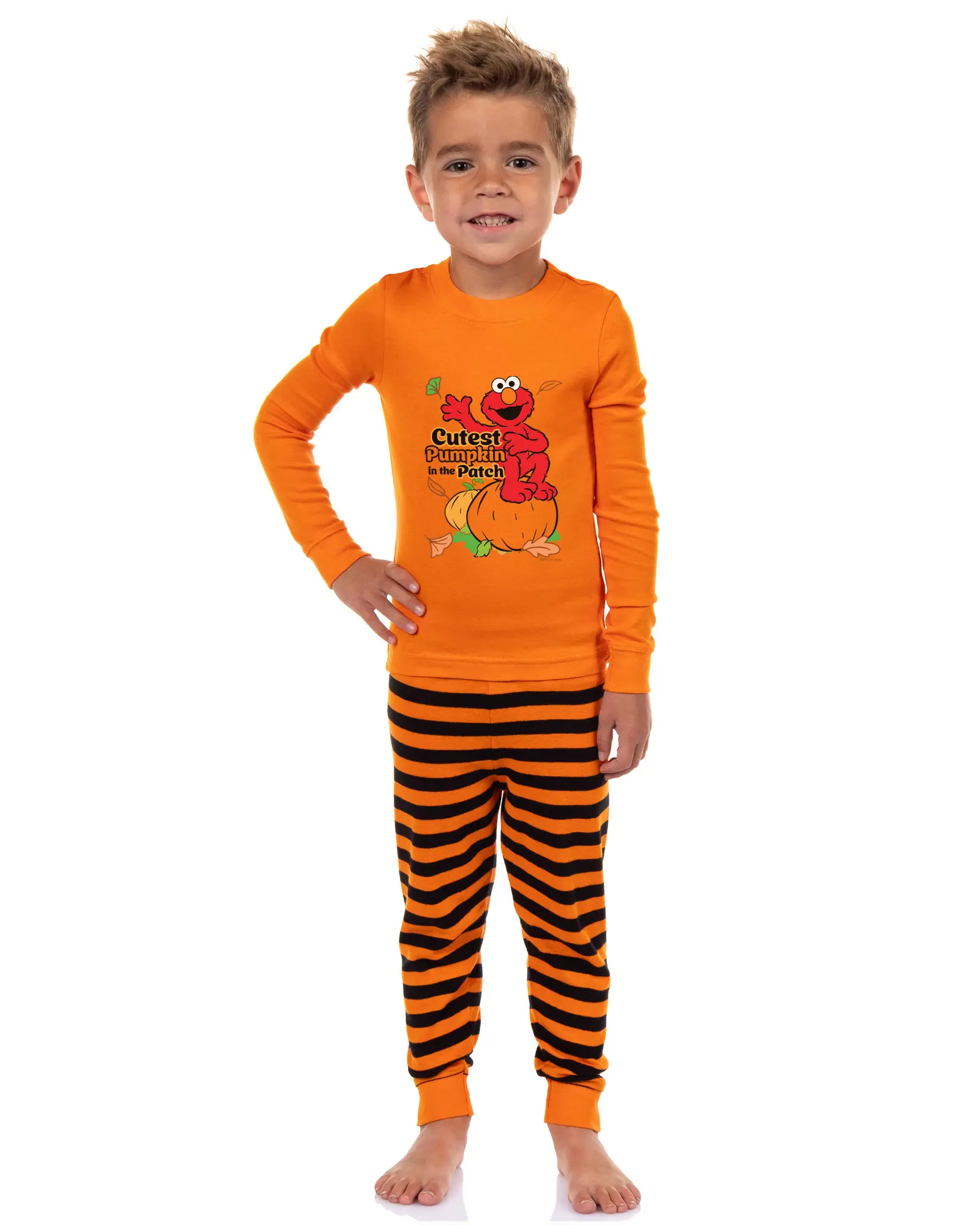 Sesame Street Toddler Boys' Halloween Elmo Cutest Pumpkin Patch 2 Piece Long Sleeve Pajama Set