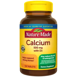 Nature Made Calcium 500 mg with Vitamin D3 Dietary Supplements, Mineral-Vitamin Support Tablets