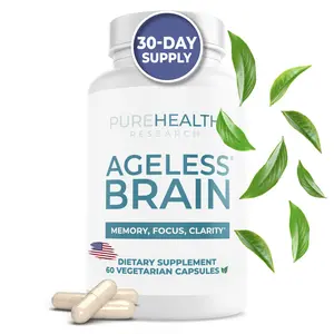 Ageless Brain Supplements for Memory and Focus by PUREHEALTH RESEARCH - Nootropic Brain Supplement - Brain Health Supplements for Adults - with Vitamin B6, Niacin, Alpha GPC & More, 60 Capsules Fitness Edible Dietary Healthcare