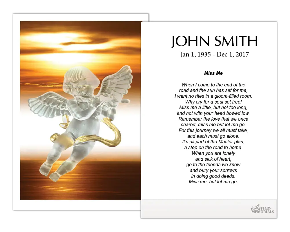 Personalized Memorial Prayer Cards FPC1006EN 2.5" x 4.25" High-Quality Satin Card Stock Optional Lamination for Wake Services Customizable with Name and Optional Lamination for Durability