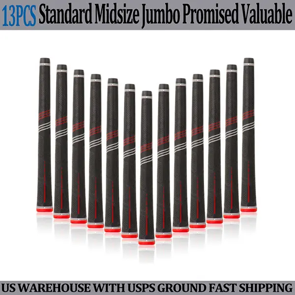 Golf Club Grips Anti-Slip All Weather 60R Natural Rubber Set Of 13 Standard Midsize Jumbo For Golfers