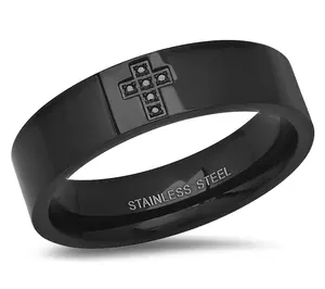 Steel By Design Men's Pave Cross Band Ring