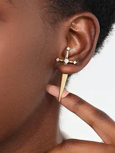 Fashionable Gothic Sword Design Earrings, Studs Earrings, Artificial Zircon Decor Earrings, Trendy All-match & Exquisite Jewelry for Birthday Gift