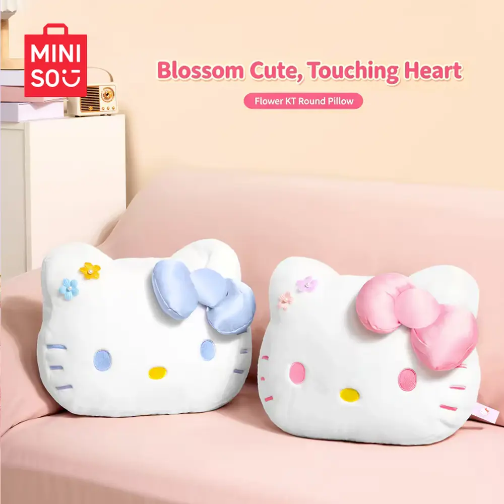 MINISO Hello Kitty Home Textile Plush Pillow - High-Quality Fabric Stuffed Doll Toy, Soft Sofa & Bed Cushion, Cute Nap Backrest, House Decoration Gift for Girls, Ideal for Comfortable Sleeping & Leisure