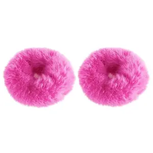 2 count Hot  Pom Pom Hair Tie Fuzzy Scrunchies Furry Hair Bands With Faux   Fluffy Elastic Hair Bobbles Ponytail Holders Girls Women Hair Accessories