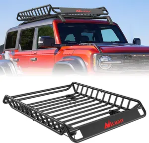 Nilight Universal Heavy-Duty Steel Frame Roof Rack Cargo Basket - 51x36x5in, 200LBS Capacity, Curved Corners, Wind Fairing Rooftop Carrier for SUVs, Trucks