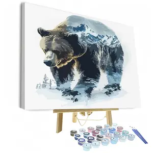 DIY Oil Painting Kit, Bear Pattern DIY Oil Painting by Numbers Kit, DIY Painting Supplies for Home Wall Decor, DIY Decorative Painting