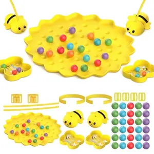 Honeycomb fishing game toy, magnetic fishing rod, multiplayer family board game, bee shaped plastic toy is a fun interactive toy suitable for family and friend gatherings, suitable for all young people and adults as a multiplayer interactive toy, suitable
