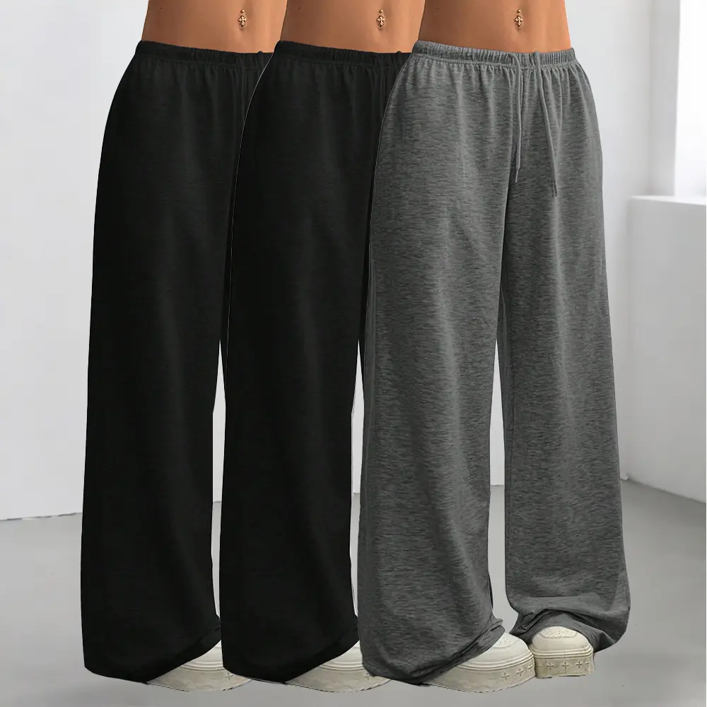 [Solid Color] 1/2/3 Pcs 1/2/3 Pack Oversized Sports Pants Loose Lounge Pants Black & Gray Pants Streetwear Pants Women Outfits Casual Pants Daily Wear Pants SpringStatements