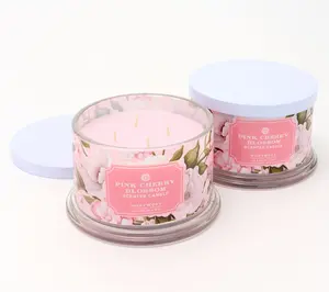 HomeWorx by Slatkin + Co. S/2 18oz Pink Cherry Blossom Candles
