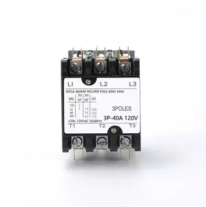 CINACE 3 Pole 40 Amp 120 VAC Coil AC contactor 3P 40A 120V 50/60Hz AC Motor Contactor Replacement for Air Conditioner Compressor Condenser Unit Contactors