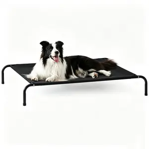 Summer Elevated Cooling Dog Bed for Large Dogs, Portable Indoor & Outdoor Raised Pet Dog Cat Cot, Durable Summer Frame with Breathable Mesh, Grey, 48 inches