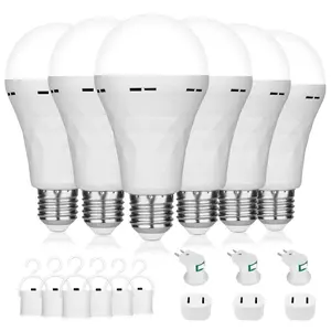 4 Pack A21 Rechargeable Emergency Light Bulbs, Camping Lamp Battery Powered LED Bulb, E26 E27 120V 12W 60W Equivalent, 2000mAh for Power Outage Hurricane and Home Backup